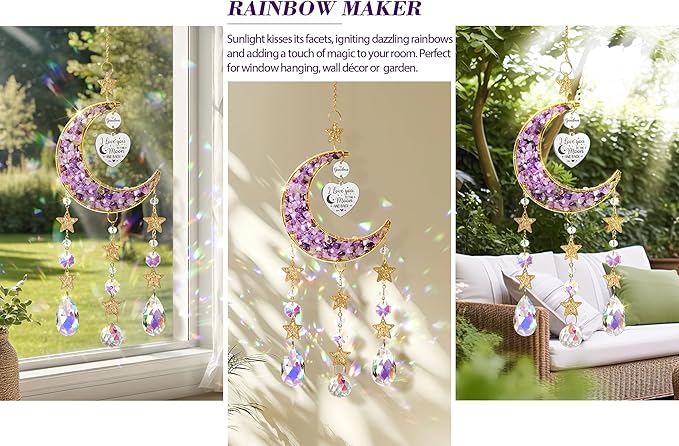 Best Grandma Gifts, for Grandma Nana from Granddaughter Grandchildren Grandkids, Unique Grandma Birthday Gifts for Nana Gigi Grandmother New Grandma Gifts Moon Crystal Suncatcher