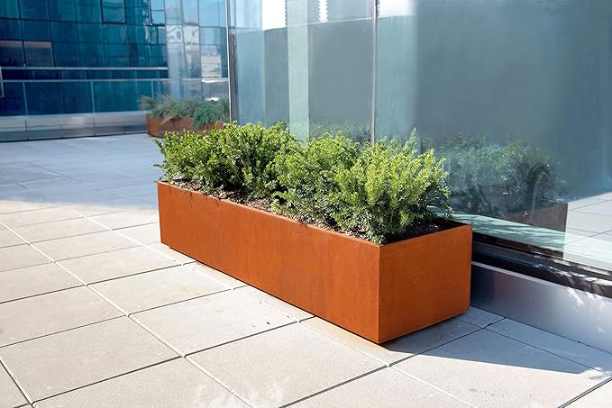 8 FT Commercial Planter Box – 96-Inch Extra Large Corten Steel Planter | Heavy Duty Metal for Patios & Landscapes | Made in USA, Fully Assembled