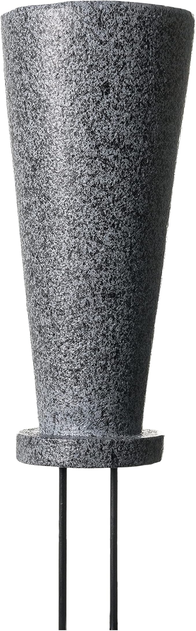 Cemetery Vase with Stakes-Plastic Flower Vases with 2 Ground Spikes, Draining Holes - for Garden, Lawn, Yard - Memorial Grave Decorations 12.7x3.4.x3.9, Black Granite Design