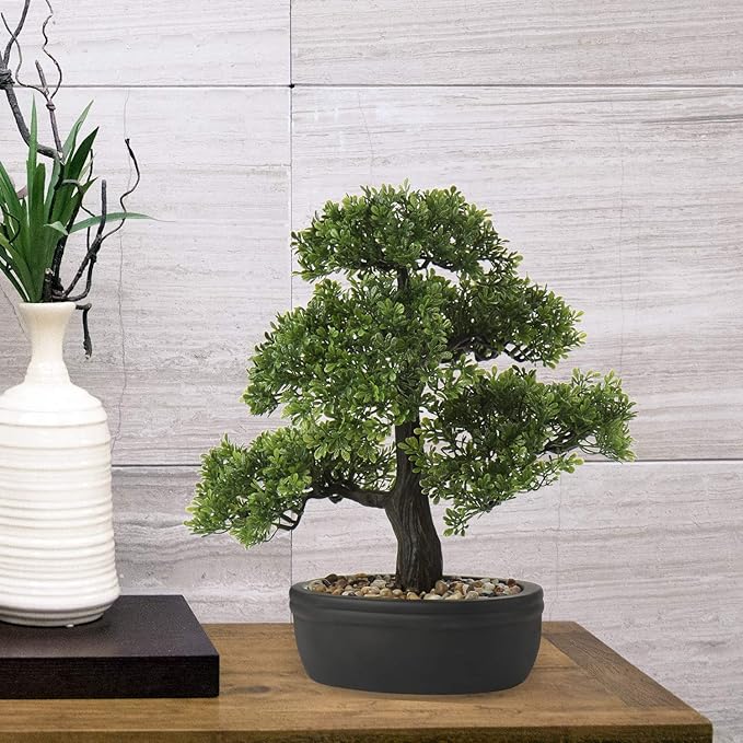 Artificial Bonsai Tree Juniper Faux Plants Indoor Small Fake Plants Decor with Ceramic Pots for Home Table Office Desk Bathroom Shelf Bedroom Living Room Farmhouse Decorations
