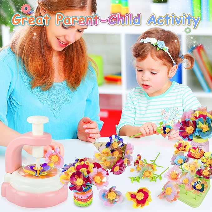 Girls Crafts Ages 4-12, DIY Fabric Flower Crafts Kits with Vases and Decoration Kits, Make Your Own Bouquets and Vases, Christmas, Birthday Gifts for Girl, Educational Activity, Art and Craft for Kids