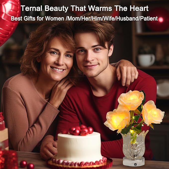 Sunflower LED Lamp for Womens Gifts, for Womens Mom Wife Friends Her Christmas Anniversary Birthday Gifts, Perfect Ideal for Bedroom Ambiance Charming Gifts (Champagne)