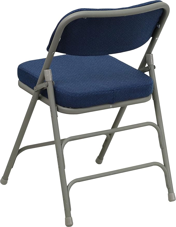Flash Furniture Hercules Series Metal Folding Chairs with Cushioned Seat, Fabric Upholstered Event Chairs with 300-lb. Static Weight Capacity, Set of 2, Navy