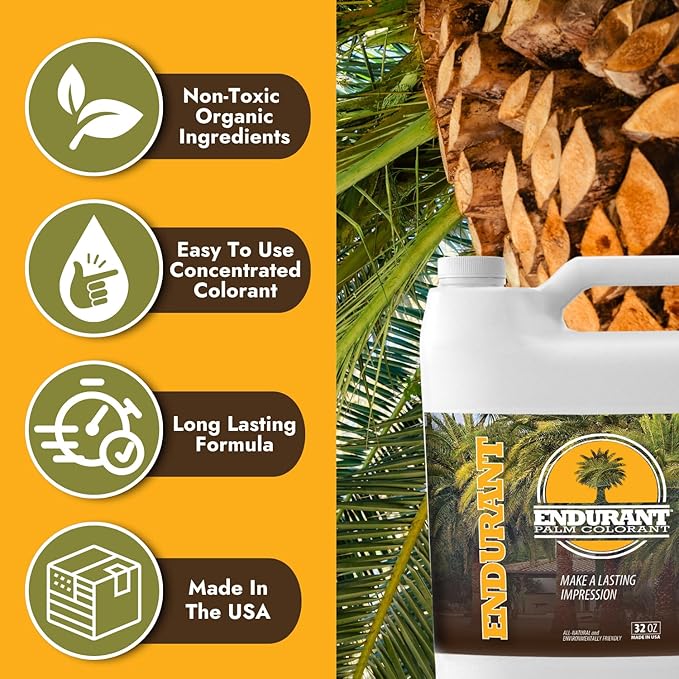 Endurant Palm Colorant – Non-Toxic Palm Tree Protector - Enhances Natural Beauty - Prevents Sunscald & Bark Damage -Easy Annual Application - Vibrant Long-Lasting Trunk Care - 32 oz