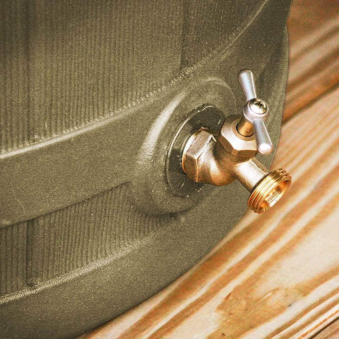 Good Ideas Rain Wizard 50 Gallon Plastic Rain Barrel Water Collector with Brass Spigot, Khaki (2 Pack)