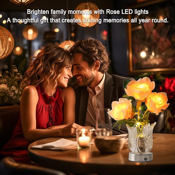 Sunflower LED Lamp for Womens Gifts, for Womens Mom Wife Friends Her Christmas Anniversary Birthday Gifts, Perfect Ideal for Bedroom Ambiance Charming Gifts (Champagne)