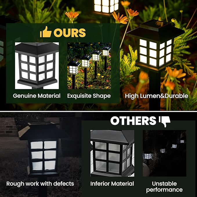 GIGALUMI Solar Outdoor Lights，16 Pack LED Solar Lights Outdoor Waterproof, Solar Walkway Lights Maintain 10 Hours of Lighting for Your Garden, Landscape, Path, Yard, Patio, Driveway