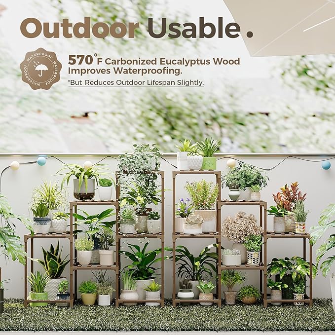 Bamworld 2 Sets of Package Plant Stands Indoor Wood Plant Shelf Outdoor Tiered Plant Rack for Multiple Plants Ladder Plant Holder Plant Table for Plant Pots Boho Home Decor for Gardening Gifts