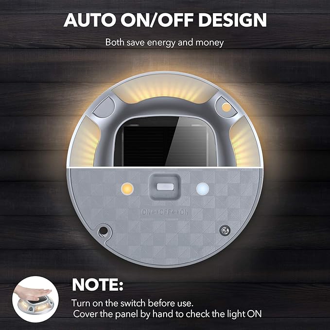 AGPTEK Solar Driveway Lights Outdoor 12 Pack, 2 Color Modes LED Deck Dock Marine Waterproof Driveway Marker Lights for Step Sidewalk Stair Garden Pathway Walkway Yard (Warm White/Cool White)