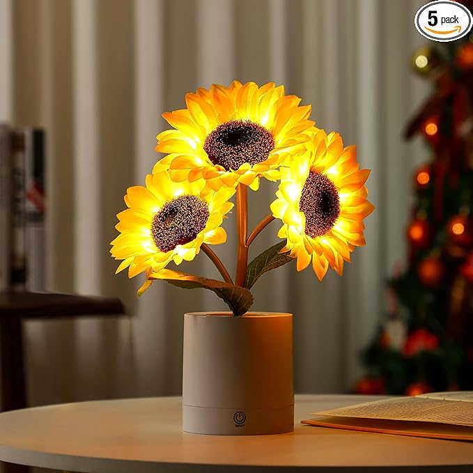 Sunflower Flower Lamp Gifts for Women, Birthday Christmas Ideal Gifts for Women Mom Granddaughter Girlfriend Friend Wife Anniversary Birthday, Bedroom Bar Coffee Shop Sunflower Night Light Lamp Decor
