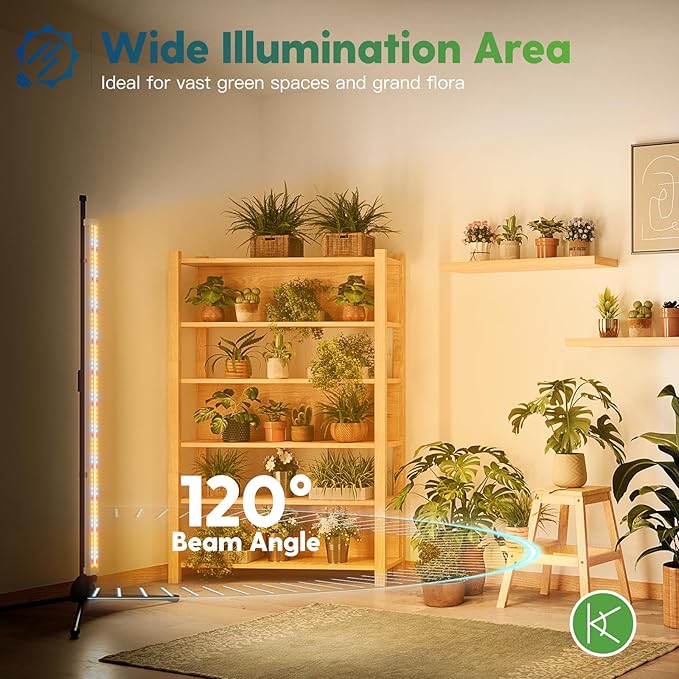 FREELICHT Grow Lights for Indoor Plants with Stand, 40W Full Spectrum, 3 Installation Methods, 4FT LED Plant Grow Light with 53'' Height Adjustable Stand for Hydroponic Seeding Indoor Tall Plants