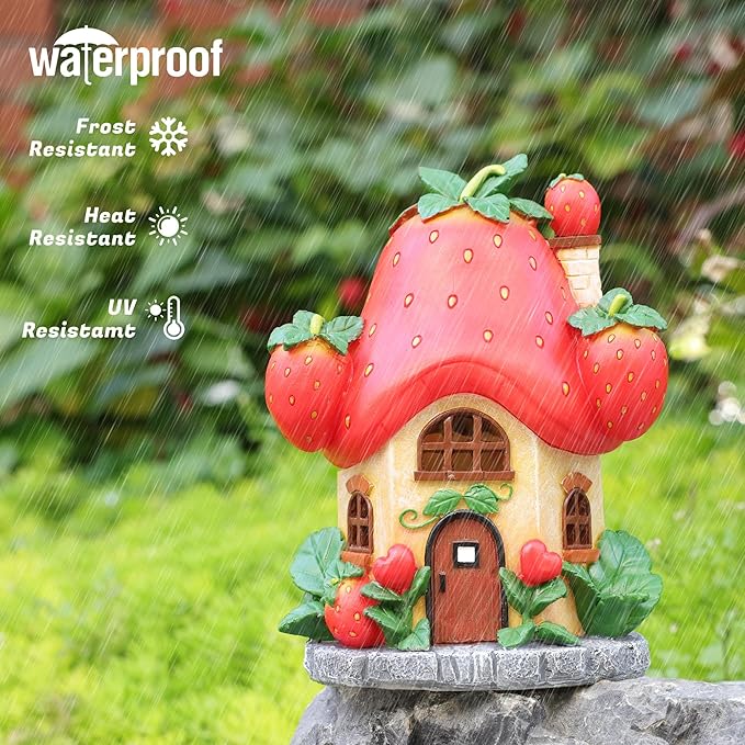 Fairy Houses for Outside-Fairy Garden Accessories Outdoor Decor - with Solar Light for Patio Balcony Yard,Lawn Ornament Perfect Garden Gift