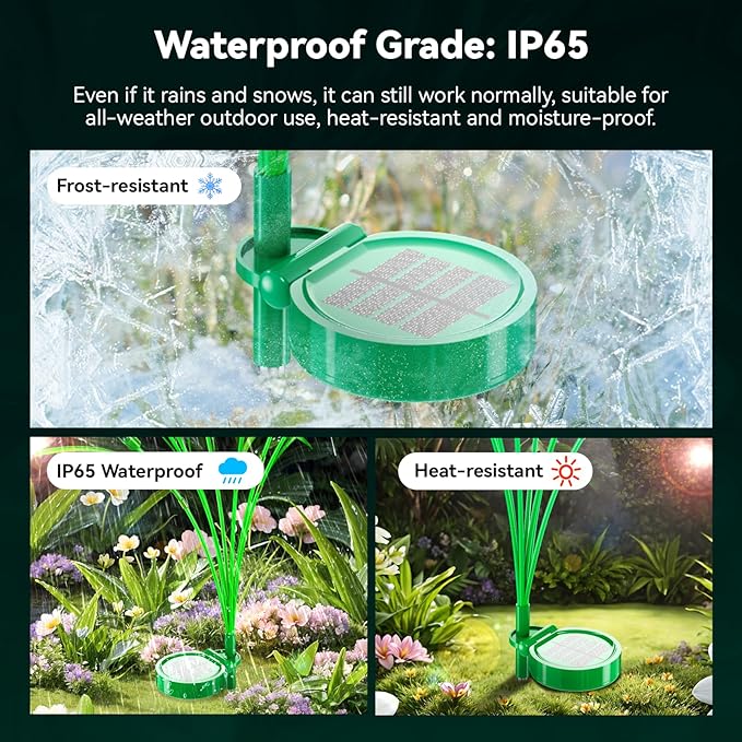 6 Packs Reeds Solar Garden Light with Multiple Color Gradients, 30 Inch Garden Solar Light with 36 Bulbs, Intelligent Light Control System, IP65 Waterproof, Outdoor solar light for decorating Pathway