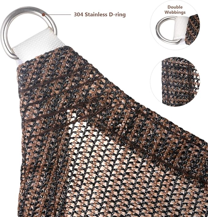 Eden's Decor Straight Flat-Edged Sun Shade Sail Rectangular 12' x 20' Brown UV-Blocking Outdoor Canopy Fabric Cloth Awning for Pergola Patio Garden Backyard Custom Size