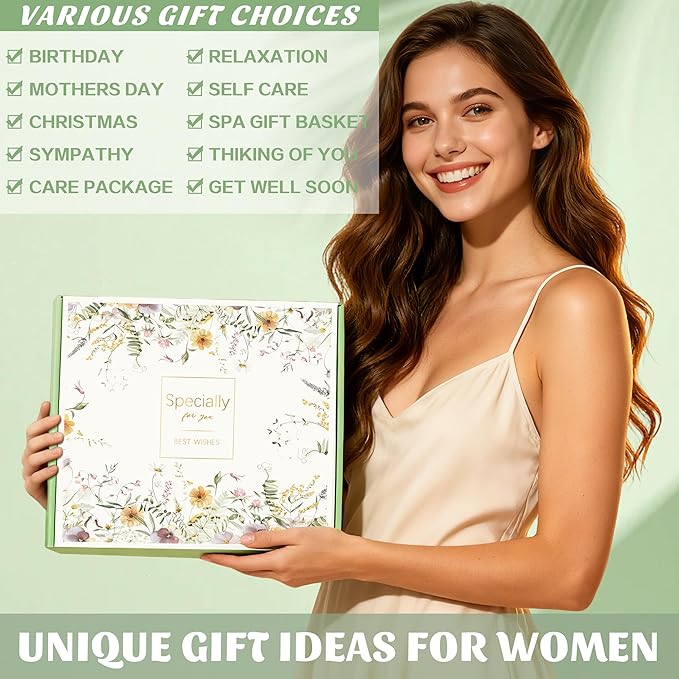 Birthday Gifts for Women Self Care Get Well Soon Gifts, Vanilla Relaxing Spa Gift Basket - Happy Birthday Set w/ Luxury Flannel Blanket & 40 oz Tumbler, Unique Christmas Gift for Mom Her Wife Sister