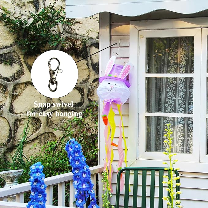 Easter Windsock Bunny Wind Socks Enduring Wind Socks for Outdoor Hanging Yard and Party Winter Festival Garden Décor 44.9 Inch