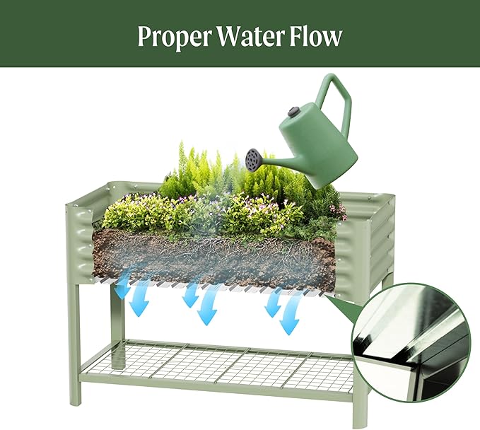 Elevated Raised Garden Bed-V Series, 2' x 6' Garden Beds with Legs & Storage Rack for Patio Porch, 1000 Lbs Weight Capacity, Outdoor Planter Boxes for Gardening Herbs Vegetables Flowers, Modern Gray