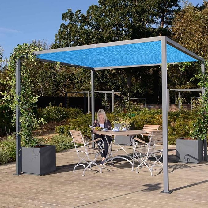 Eden's Decor Straight Flat-Edged Sun Shade Sail Rectangular 4' x 18' Blue UV-Blocking Outdoor Canopy Fabric Cloth Awning for Pergola Patio Garden Backyard Custom Size