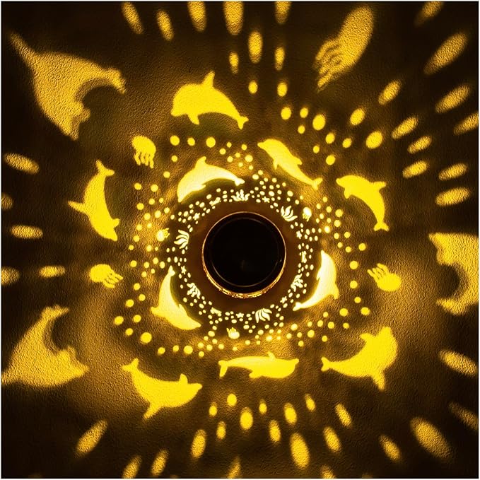 Dolphin Solar Lanterns Outdoor Waterproof Hanging Solar Lights Dolphin Gifts for Women Men Metal Decorative LED Dolphin Lanterns for Garden Decor,Yard,Patio,Lawn,Tabletop,Pathway,Landscape