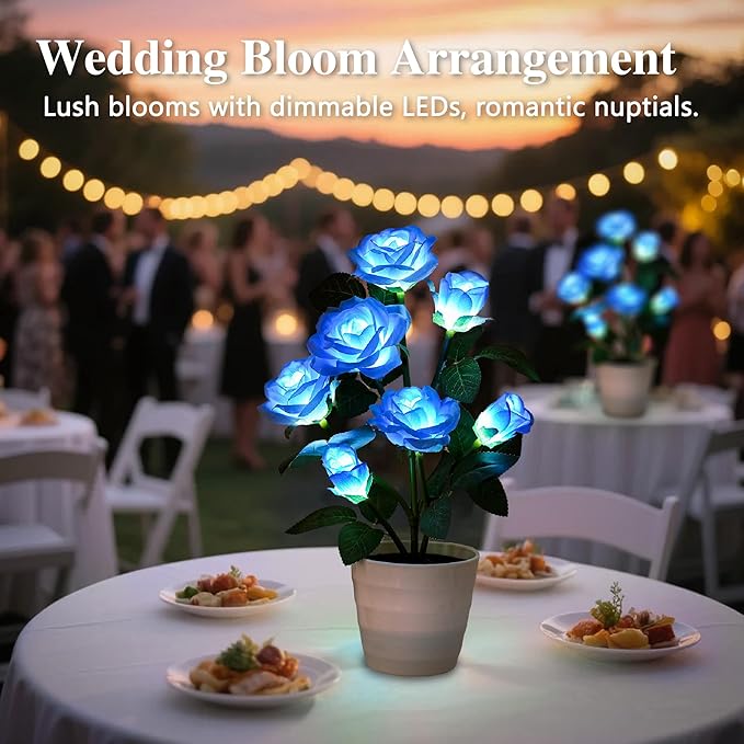 Blue Rose Flower Lamp, Christmas Birthday Gifts for Women Mom Granddaughter Girlfriend Friend Wife Anniversary Birthday, Bedroom Bar Coffee Shop Rose Night Light Lamp Decor