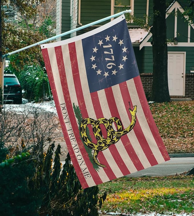 Don't Tread On Me Flag 1776 Flag 3x5 Ft Retro American Flag Polyester Double Sided Mirror Printing Outdoor House Patriotic Banner Decorate