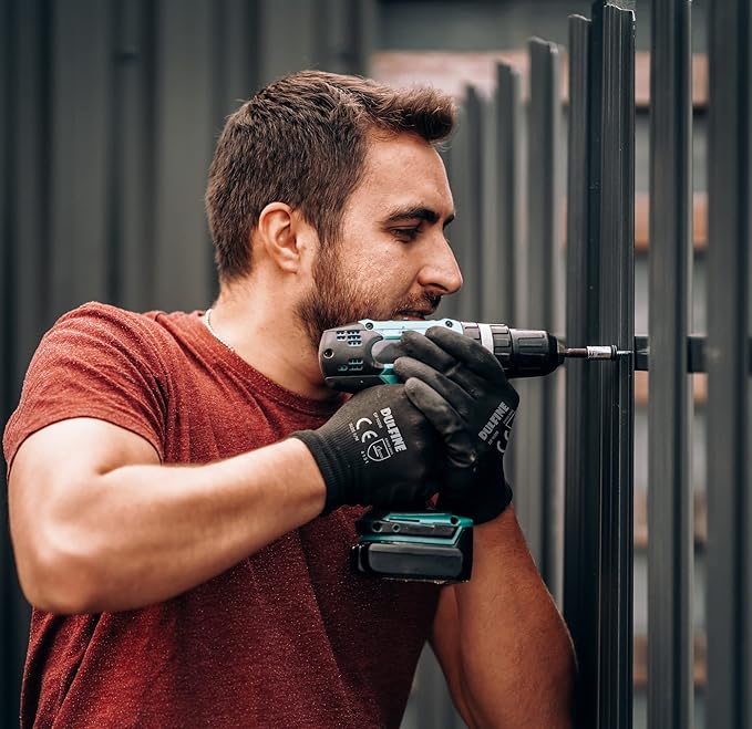 DULFINE Safety Work Gloves PU Coated for Men and Women-12 Pairs,Black Seamless Knit Glove with Two Fingers Touchscreen,Ideal for General Duty Work (Small)