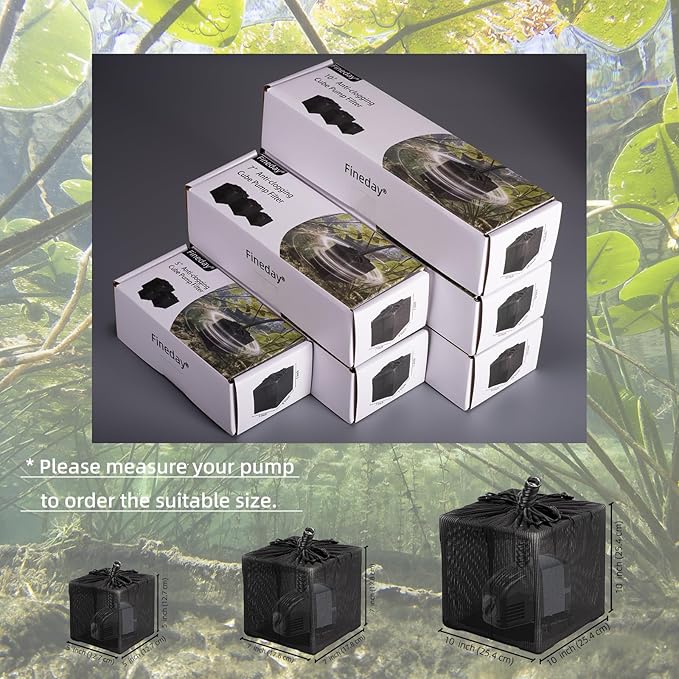 Fineday Pond Filter, Anti-Clogging Cube Outdoor Mesh Water Pump Barrier Bag Box Basket (5" x 2 Pack)