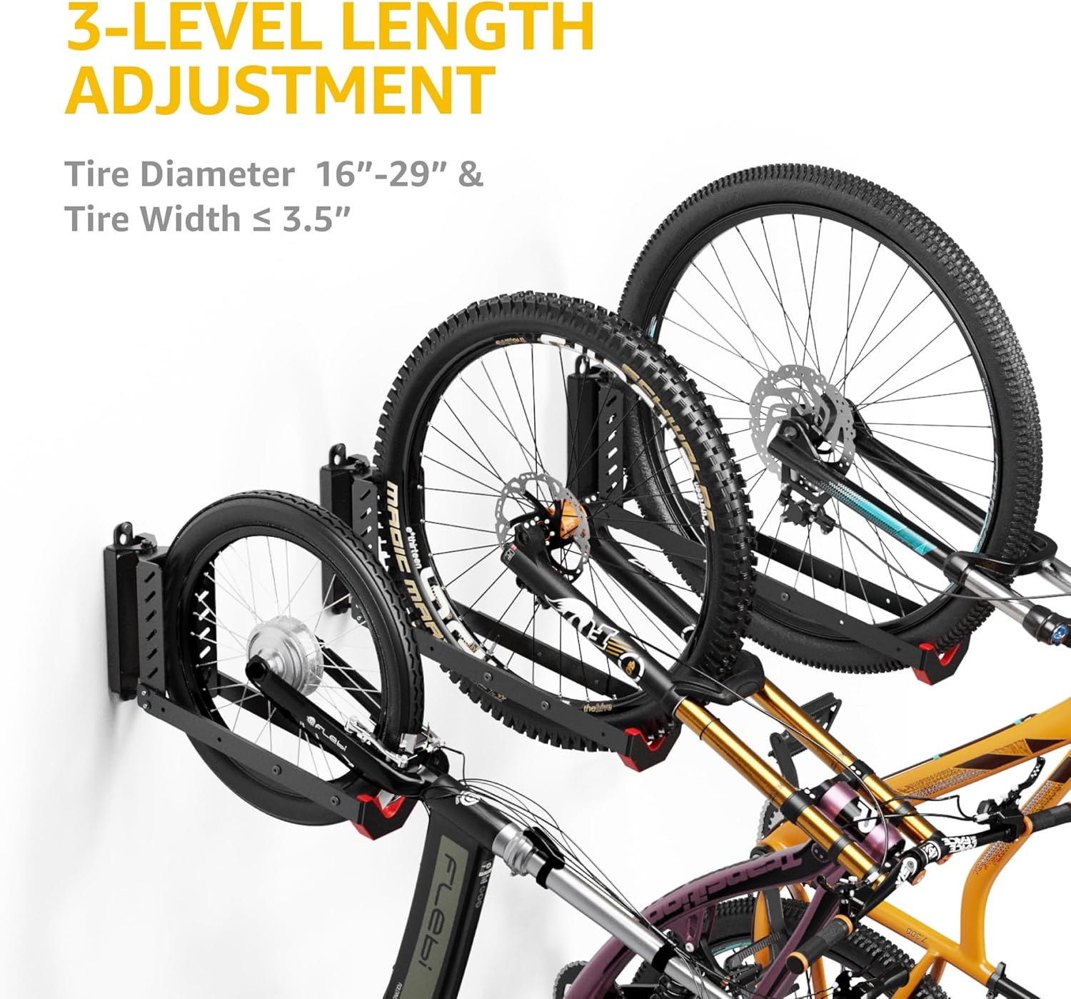 monTEK Swivel Bike Wall Mount, No Heavy Lifting Required Bike Wall Mount, Bike Hangers for Garage, Space-Saving Bike Rack Garage, Easy to Load and Unload, Bike Hanger Can Hold Up to 77 lbs, 2 Pack