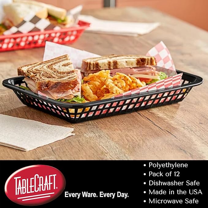 TableCraft Products C1079BK Cash and Carry Grande Basket, Large, Black (Pack of 12)