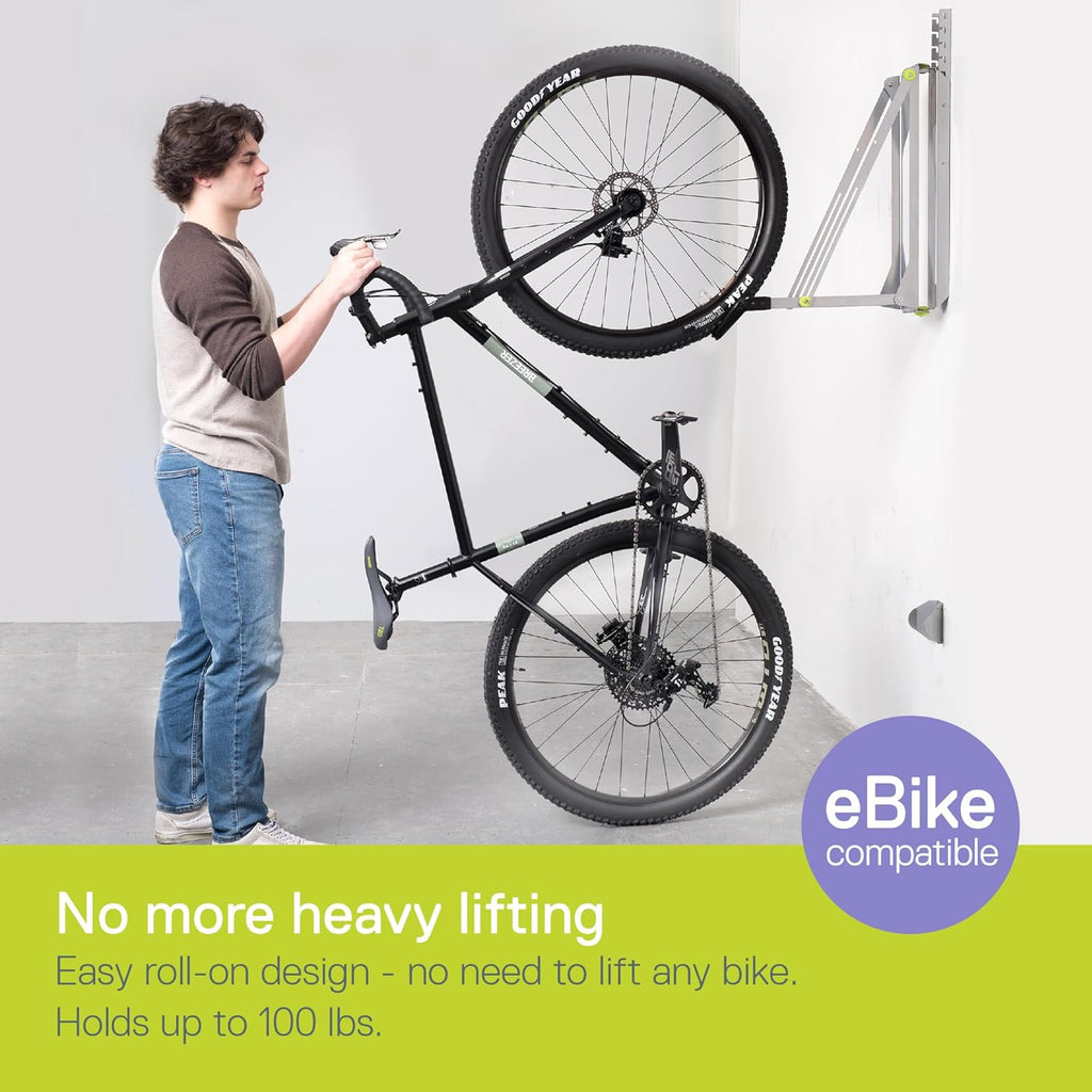 Pivot Bike Storage Rack by Delta Cycle - Bike Rack Garage Wall Mount Swivels to Save Space - No Lifting Required Vertical Bike Rack - Indoor Bike Storage Wall Hanger Holds Up to 100 lbs