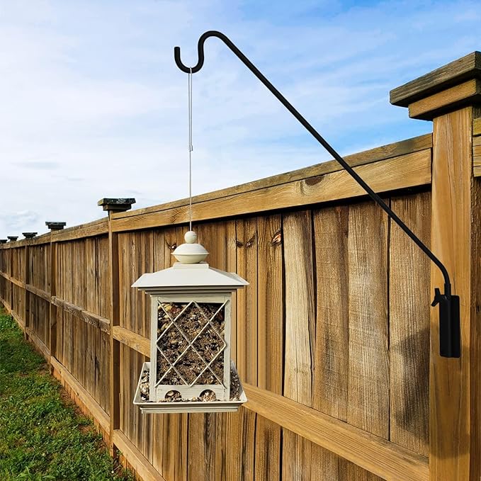 ERYTLLY Heavy Duty Deck Hook Wall Mounted Hook, Extensible and Adjustable Deck Hook with 2" Non Slip Horizontal Clamp for Hanging Bird Feeder, Plants, Suet Baskets,Wind Chimes,Lanterns and More