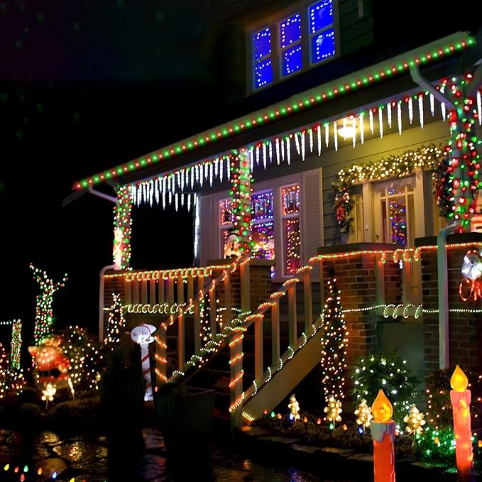 50ft LED Rope Lights Outdoor, 360 LED Connectable and Flexible Tube Lights with 8 Modes, Waterproof LED Rope Lighting for Garden Patio Pool Bedroom PartyIndoor Outdoor Christmas Decor (Red & Green)