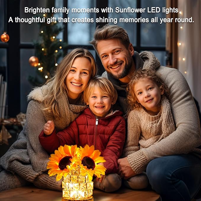 Sunflower Flower Lamp Gifts for Women, 3 Color Dimming Night Light for Womens Mom Her Daughter Christmas Anniversary Birthday Gifts, Bedroom Coffee Shop Decor Rechargeable Cordless Touch Lamp