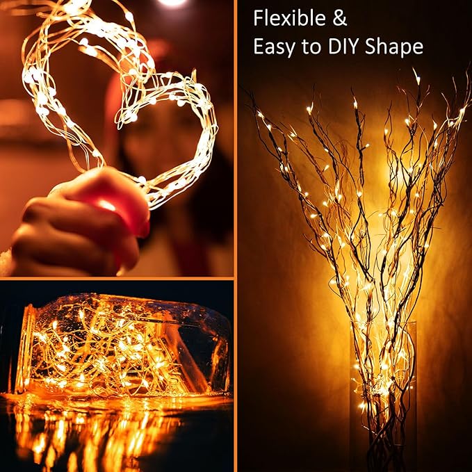 Beieverluck 8 Pack Solar Fairy Lights Outdoor Waterproof 264FT 800 LED Solar String Lights Outside with 8 Modes for Tree Garden Wedding Party Decor, Warm White