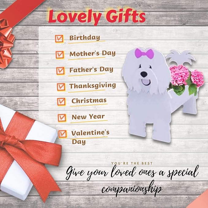 Cotton Veil Dog Planter Plant Pots,Cute Garden Dog Flower Planter,Dog Planters Birthday Gifts for Women,Office,Indoor/Outdoor Decor（9.45 * 9.02 * 13.39in）