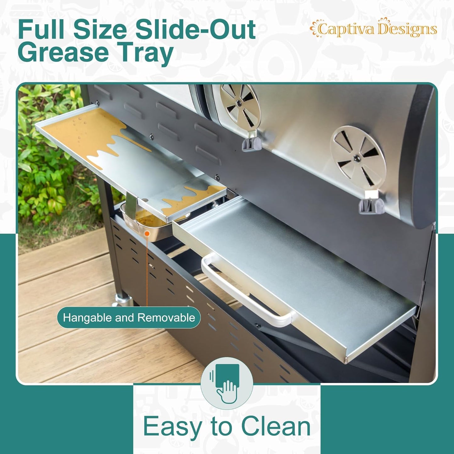 Captiva Designs Propane Gas Grill and Charcoal Grill Combo with Side Burner & Porcelain-Enameled Cast Iron Grate, Dual Fuel BBQ Grill for Outdoor Events & Backyard Barbecue, 690 SQIN Cooking Area