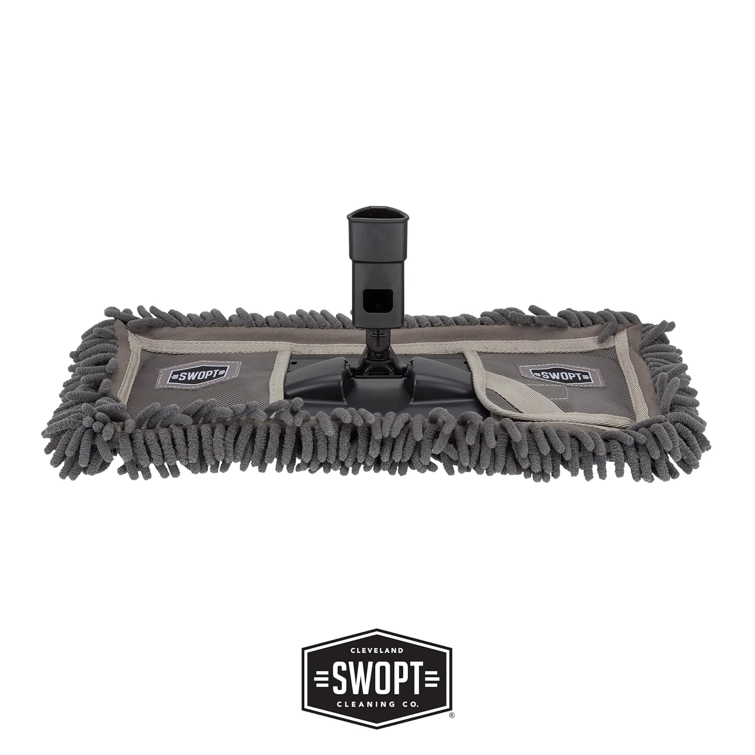 SWOPT 18” Microfiber Dust Mop + 60" Steel Handle, Combo — Dust Mop Head with Long Handle Interchangeable with All SWOPT Cleaning Products — Clean Hard-to-Reach Areas, Machine Washable