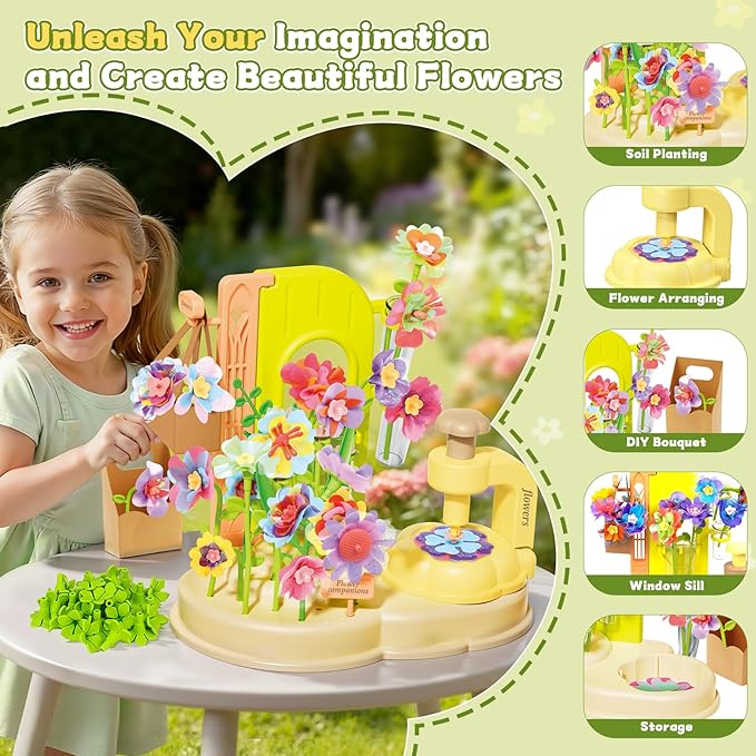 DIY Fabric Flower Bouquets Toys,Craft Kit Toys for Kids Ages 3-12+, 150PCS Arts & Crafts Educational Toy, Creative Handmade Flower Making Set, Birthday Gift for Girls Boys Toddlers 3 4 5 6 7 8 9 10+