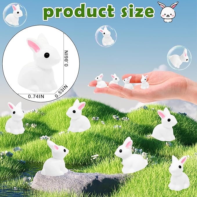 80Pcs Mini Rabbits Resin Tiny Rabbits Miniature Decoration Figurines Ducks Dollhouse Garden Decor Plastic Mini Animals Micro Landscape Ornament Cake DIY Craft