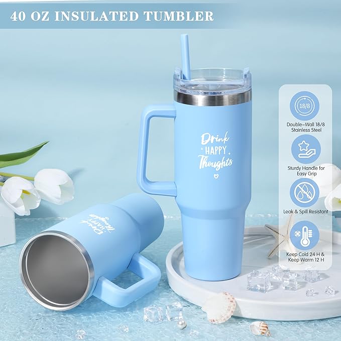 Birthday Gifts for Women, Self Care Get Well Soon Gifts, Ocean Relaxing Spa Gift Basket w/ Luxury Flannel Blanket & 40 oz Tumbler, Thinking of You Gifts, Christmas Gift for Mom Wife Sister Friend