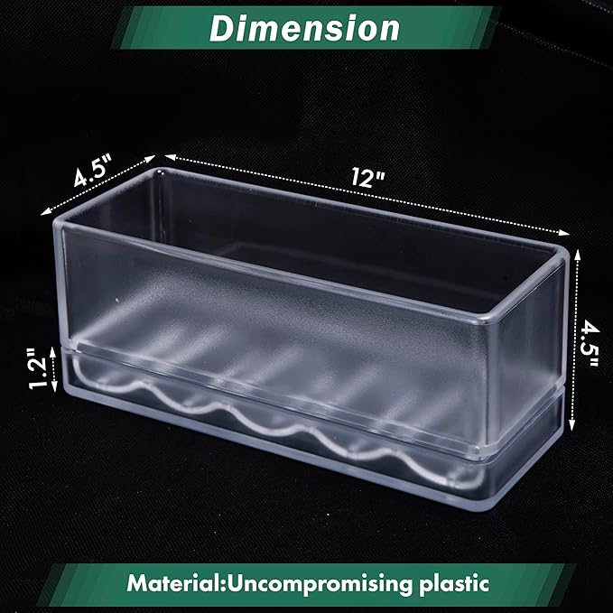 D'vine Dev 12 Inch Window Box Planter, Rectangle Plastic Herb Planter with Drainage Holes and Saucer, Indoor Succulent Cactus Vegetable Pot for Windowsill, Garden Balcony, Clear, Set of 2, 76-X-D-2