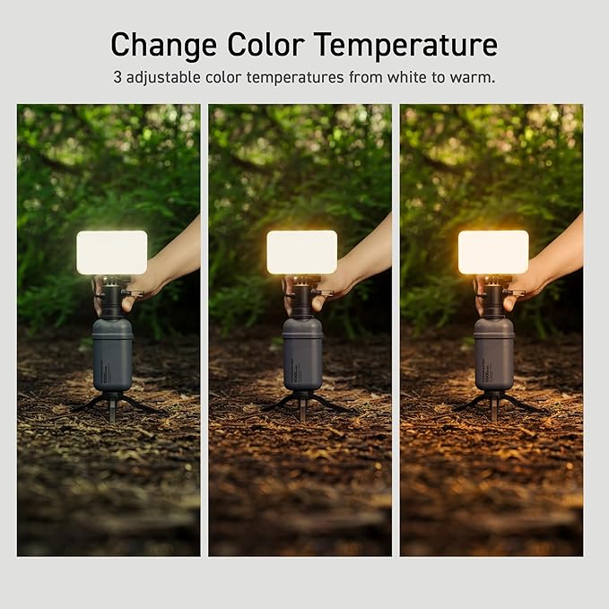 ELECOM NESTOUT Outdoor Camping LED Panel Flashlight w/ Mini Tripod, Dimmable USB Powered LED Light, IP44 Water Dust Resistant, 30-1000 Lumen, Portable Lantern for NESTOUT Power Bank, Beige (Flash-1)