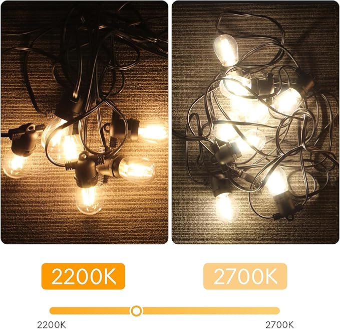 Banord 15 Pack Dimmable 2W S14 Replacement LED Bulbs, 2200K Waterproof Outdoor String Lights Vintage LED Filament Bulb, Shatterproof E26 Screw Base Edison LED Light Bulbs