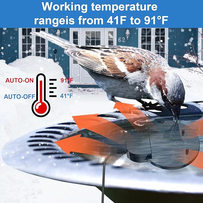 Bird Bath Heater,Pond Heater 500W,Full-Covered Aluminum Bird Bath Heater for Outdoors in Winter,Stock Tank Heater with Thermostatically Controlled,Chicken Water Heater-Deicer,livestock water heater