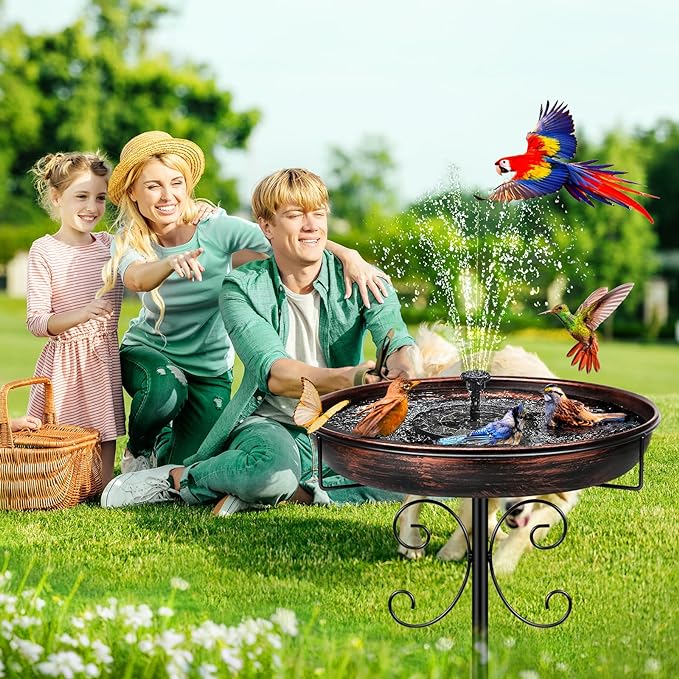 Daoeny 35In Metal Bird Bath for Outside, Vintage Freestanding Birdbaths & Birdfeeder, Bird Baths Feeder Bowl for Outdoors Garden Patio Yard Lawn Decor, Upgraded 5-Pronged Base (Antique Bronze)