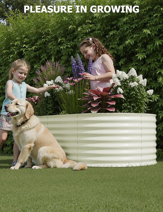 6x3x2 ft Raised Garden Bed,Galvanized Raised Planter Boxes Outdoor with Easy Assembly, Large Garden Bed for Vegetables, Fruits, Flower,Raised Garden Bed,Beige