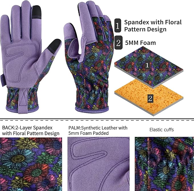 Gardening Gloves for Women and Men, Garden Gloves with Touch Screen, Thorn Proof Puncture Resistant Working Gloves, Gardening Gifts for Women, Size Medium