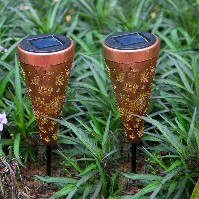 4 Pack Sunflower Solar Pathway Lights - Outdoor Waterproof Garden Decor, Pathway Landscape Lights for Backyard Patio Path Yard Lawn Walkway