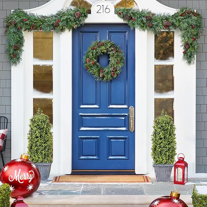 3ft Artificial Boxwood Topiary Trees (Set of 2) - UV Resistant Faux Plants for Outdoor/Indoor, Realistic 36in Fake Bushes and Shrubs for Front Porch, Planter, Patio - Low Maintenance & Evergreen