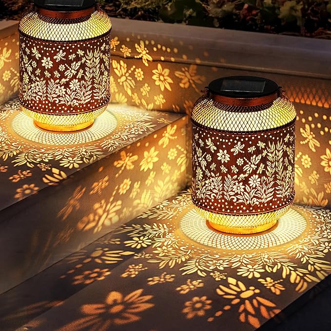 Dragonfly Solar Lanterns Outdoor Waterproof, Hanging Solar Garden Lights, Metal Lights for Yard, Patio, Lawn, Pathway, Garden Decor, Gardening Gifts for Women, Mom, Grandma